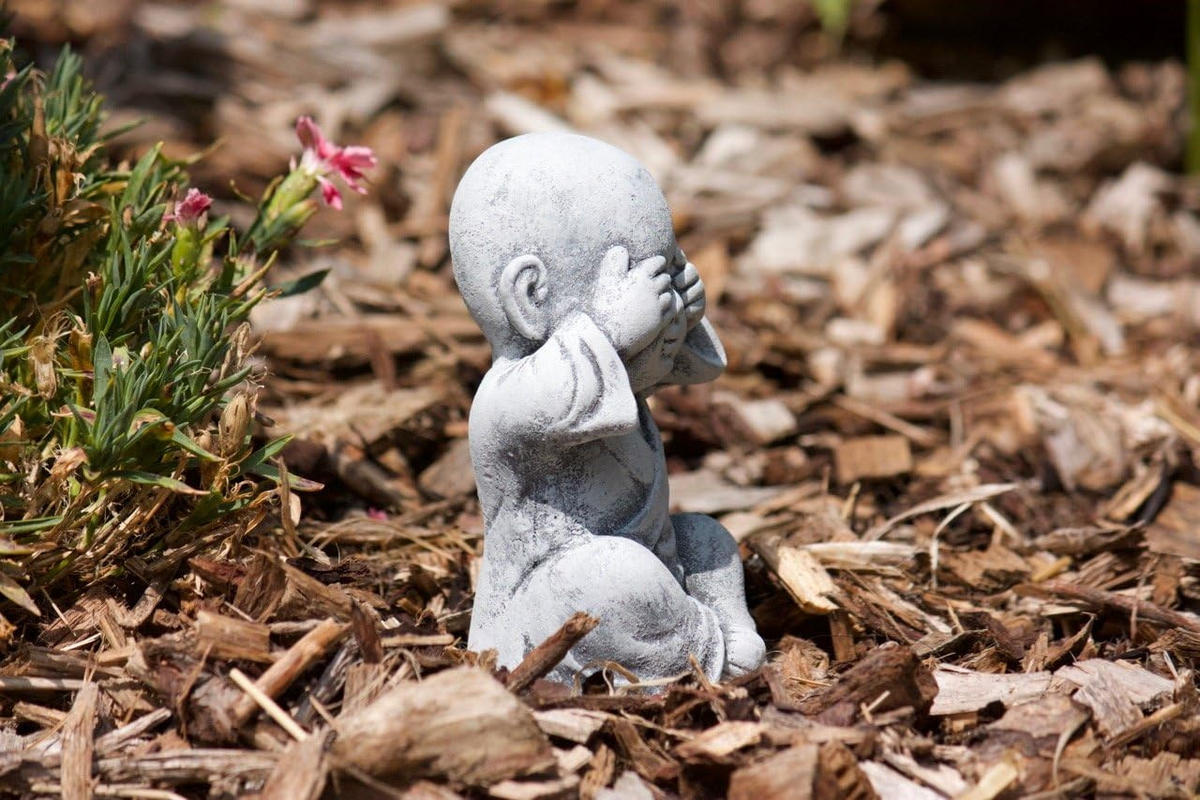 STEINFIGUR 3er Set Buddha Mönche Nichts sehen, Nichts hören, Nichts Sagen, Frostfest - Grau, Stein (8/13/8cm) - stoneandstyle