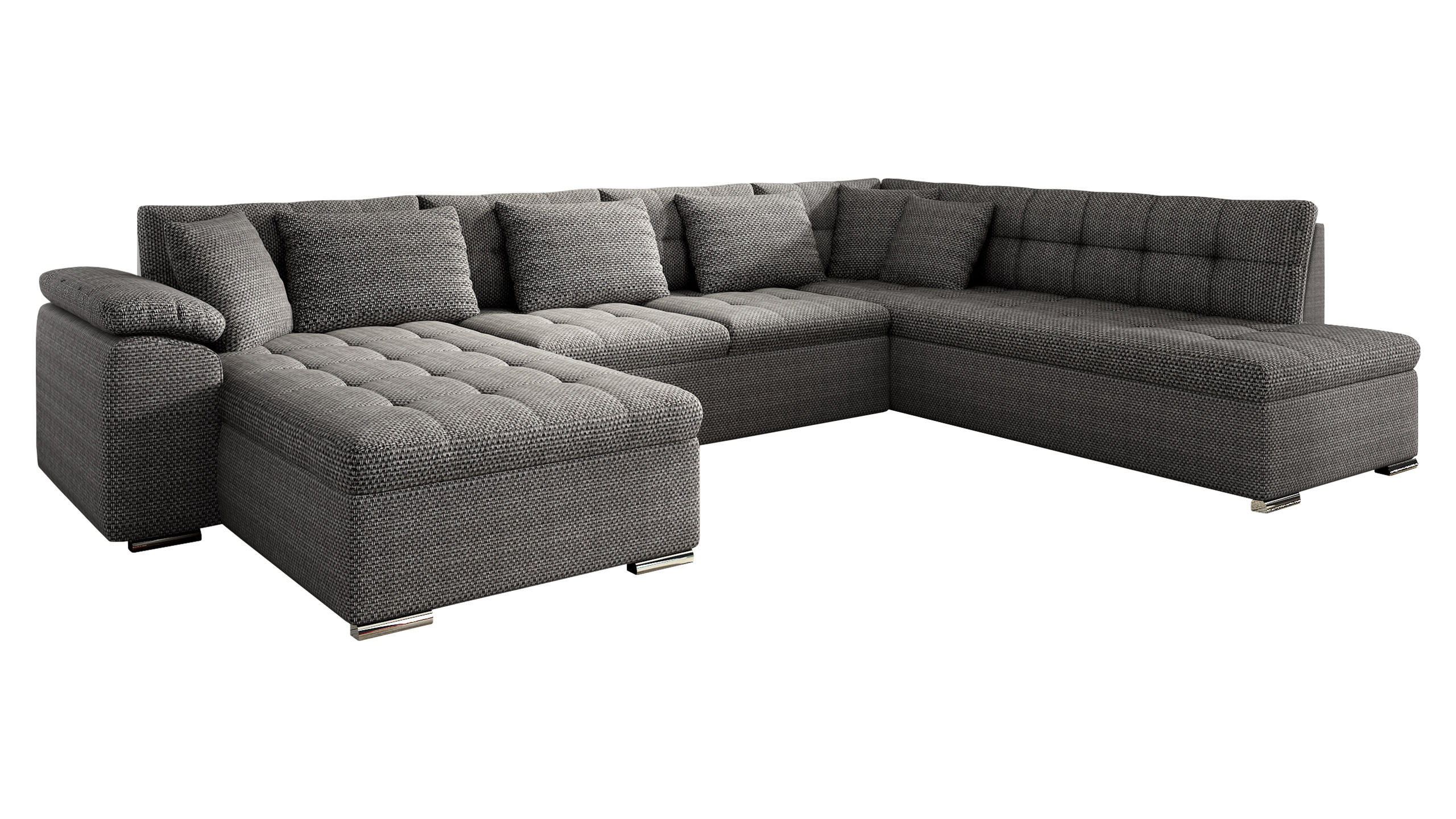 WOHNLANDSCHAFT Niko Bis, Seite: Links - Grau, Holz/Textil (348/76/205cm) - MIRJAN24