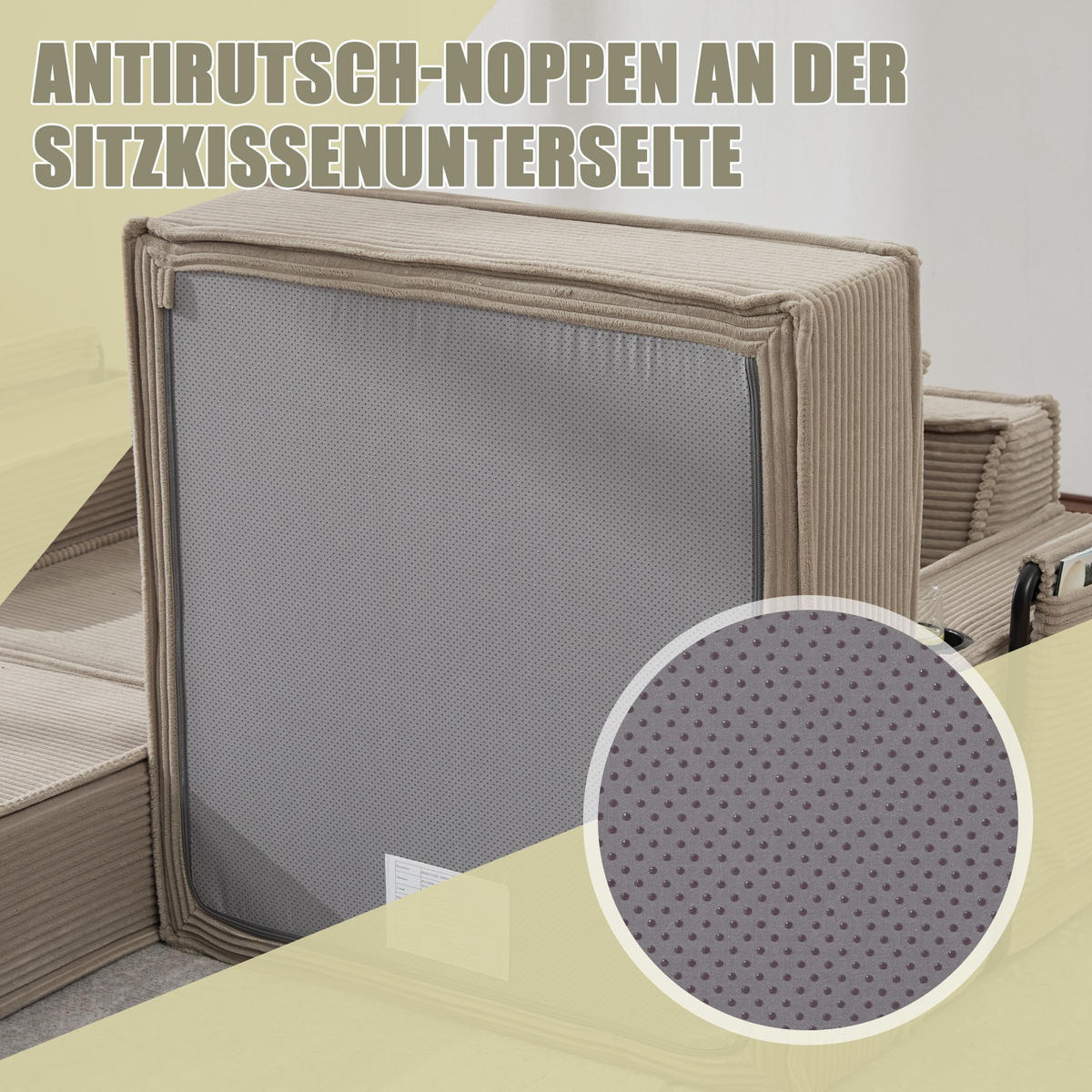 SCHLAFSOFA Zweisitzer mit Schlaffunktion,ausziehbar,Modulares Design,Cord,Khaki - Braun, Textil (162/42/54cm) - LVHOM