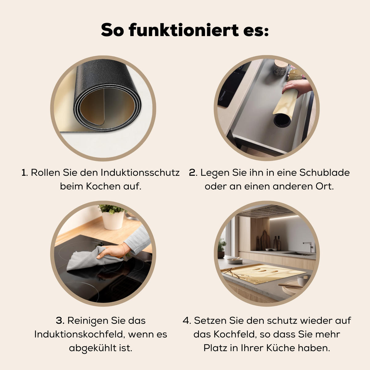 HERDABDECKPLATTE Beige - Osterkuchen - Eier Induktionsmatte 77x59 cm - Beige, Kunststoff (77/59/0.2cm) - MuchoWow