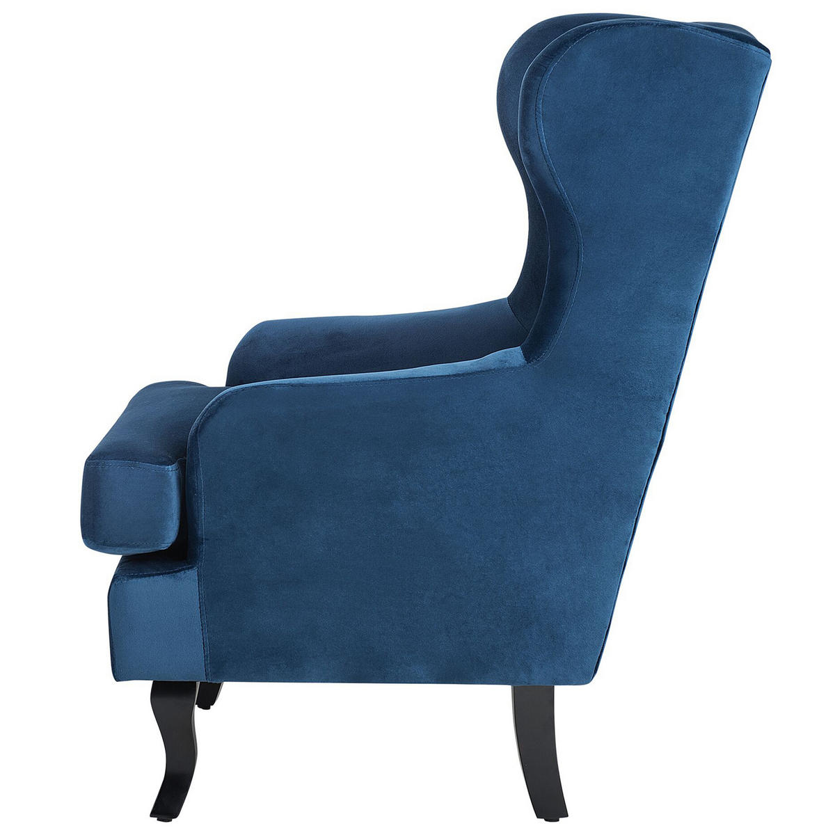SESSEL Samtstoff dunkelblau Alta - Blau/Schwarz, Textil (72/102/85cm) - Beliani