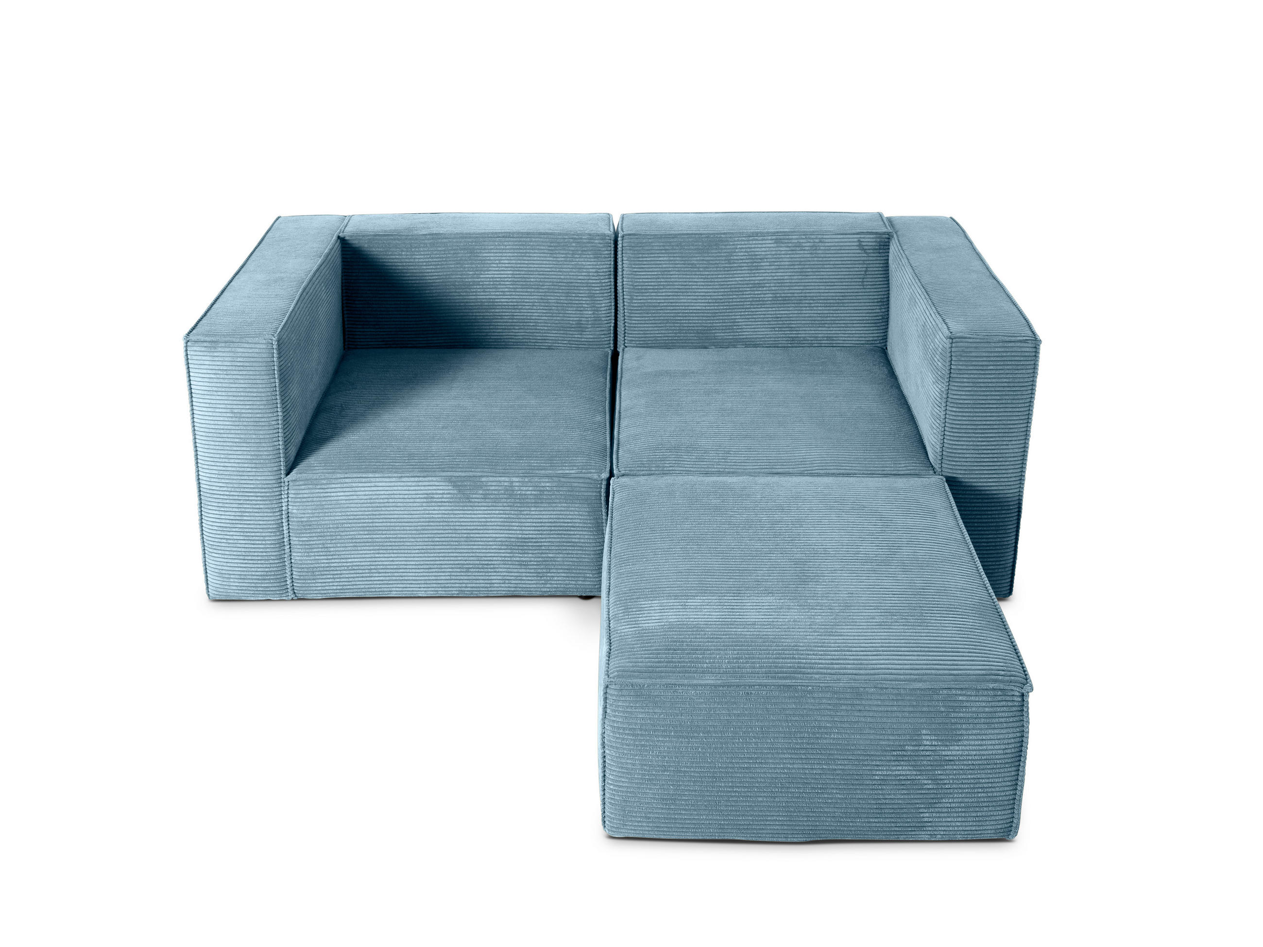 2-SITZER-SOFA Chaiselongue bezogen blauem Cordcornish-nicht modular-Samt HARPER - Blau, Textil (100/65/200cm) - RNT By Really Nice Things
