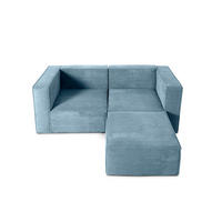 2-SITZER-SOFA Chaiselongue bezogen blauem Cordcornish-nicht modular-Samt HARPER - Blau, Textil (100/65/200cm) - RNT By Really Nice Things