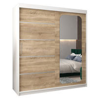 SCHWEBETÜRENSCHRANK 200/180/62 2-türig - Silberfarben/Weiß, Holz/Kunststoff (180/200/62cm) - Abiks Möbel