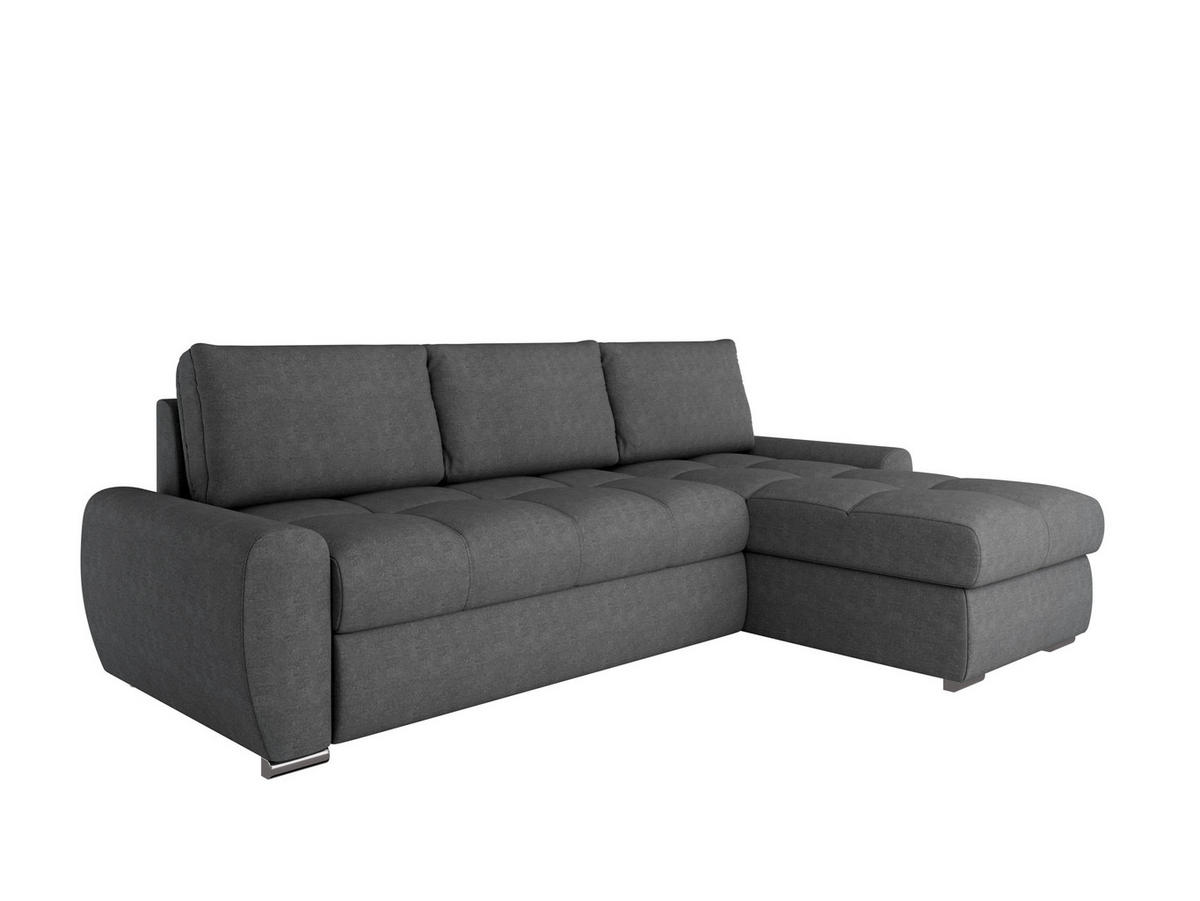 ECKSCHLAFSOFA Lunar Schlafsofa mit Bettkasten, Dunkelgrau - Dunkelgrau, Holz (237/166cm) - Panda Möbel