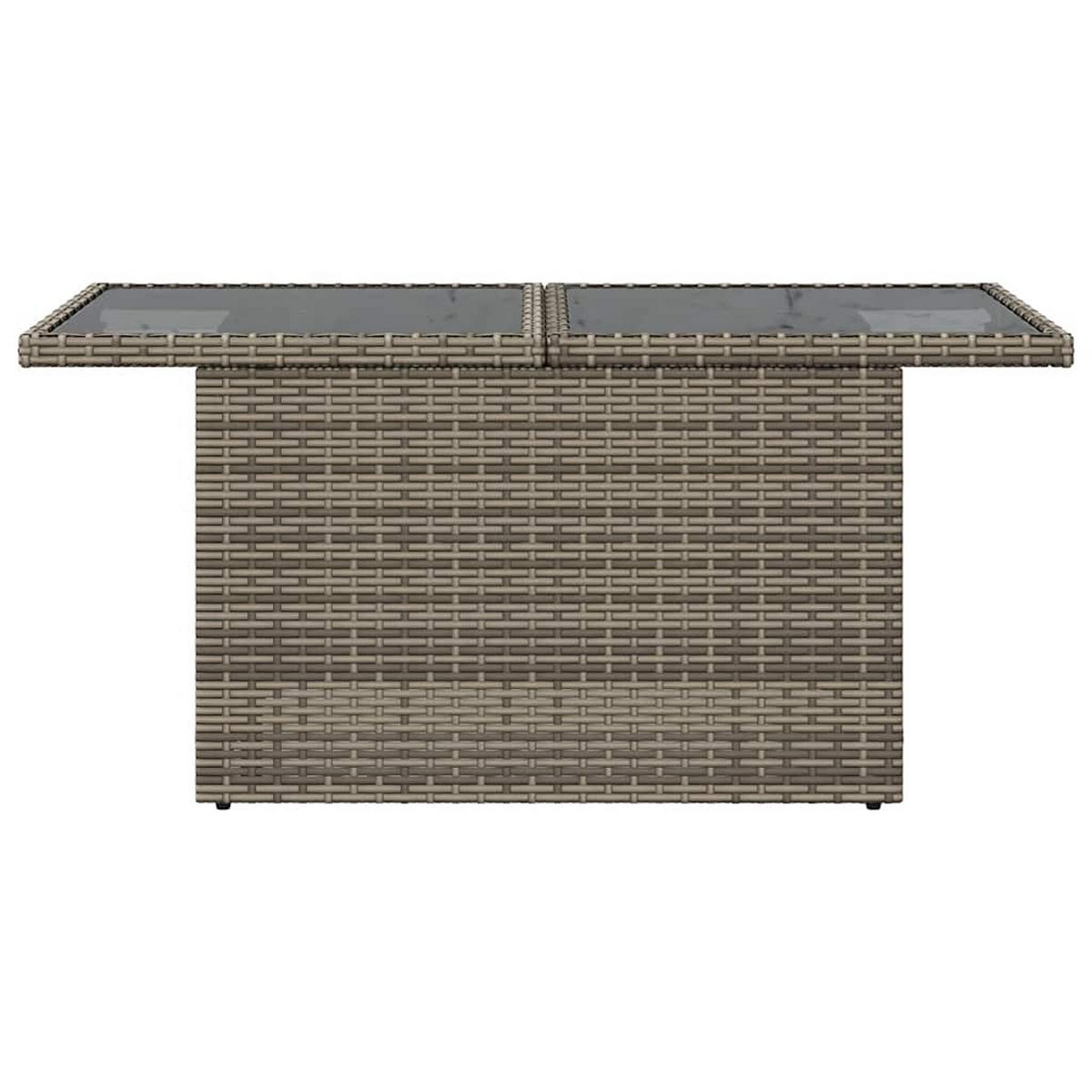GARTENTISCH Mit Glasplatte Grau 100/55/73 Cm Poly Rattan - Grau, Kunststoff (55/100/73cm) - vidaXL