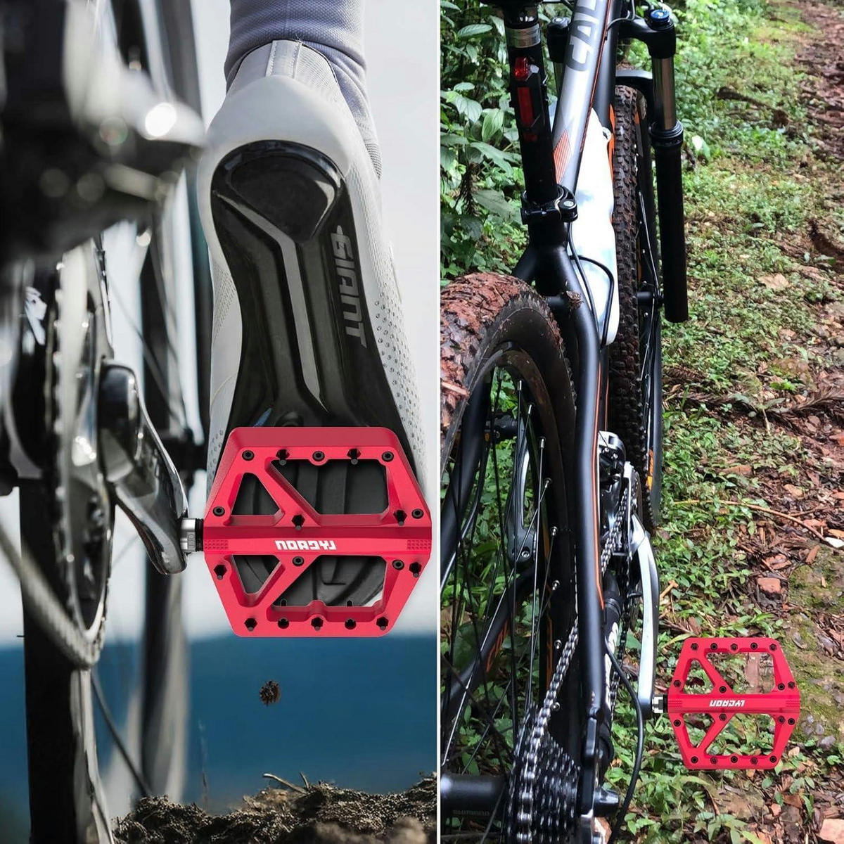 FAHRRADPEDALE Rot Nylon CR-MO Spindel 9/16 Zoll Flachpedale - Rot, Kunststoff (10.9/2/10.9cm)