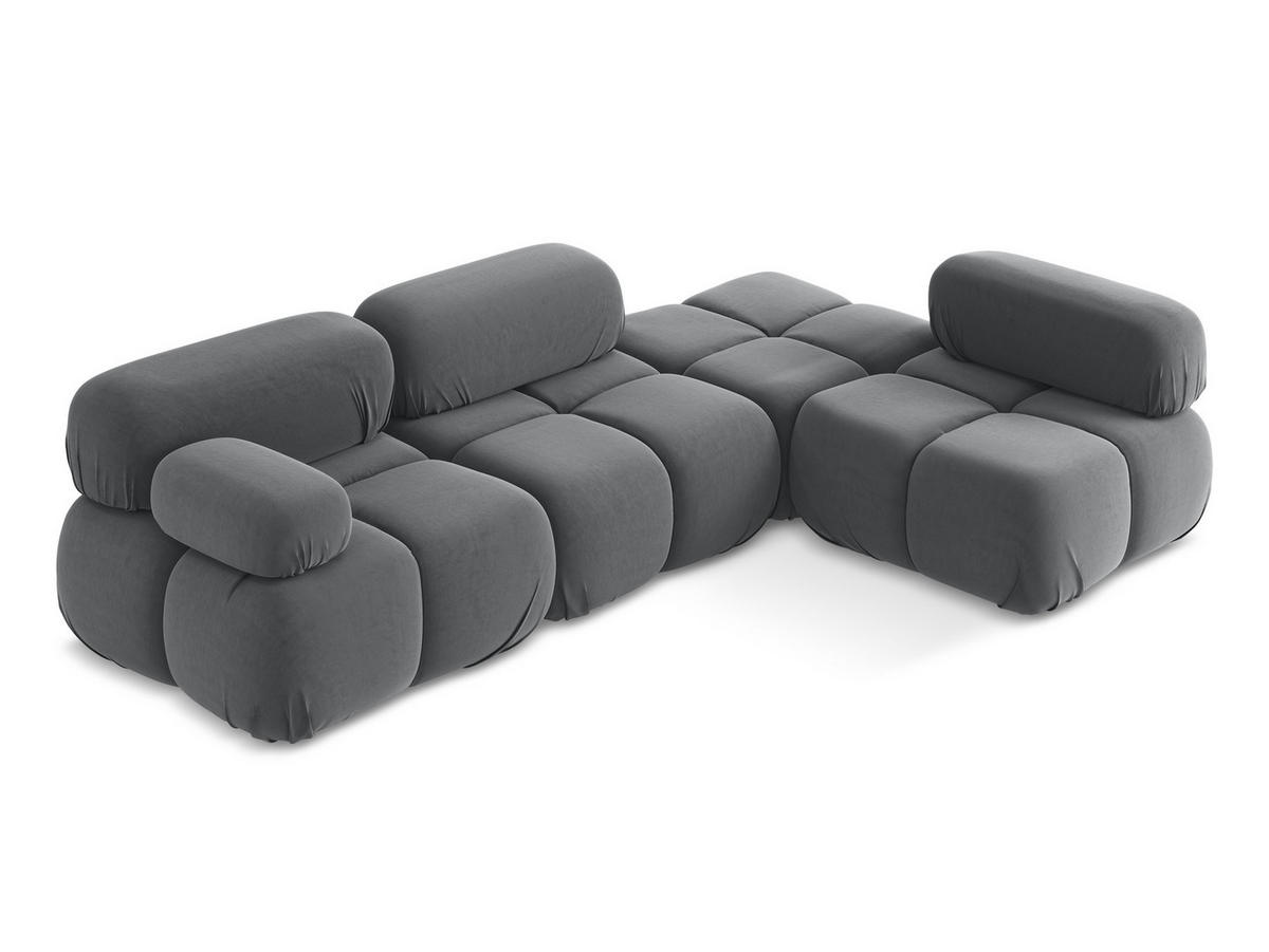 ECKSOFA Rechts Samt Stoff Grau - Dunkelgrau/Schwarz, Kunststoff/Textil (285/190cm) - Makamii