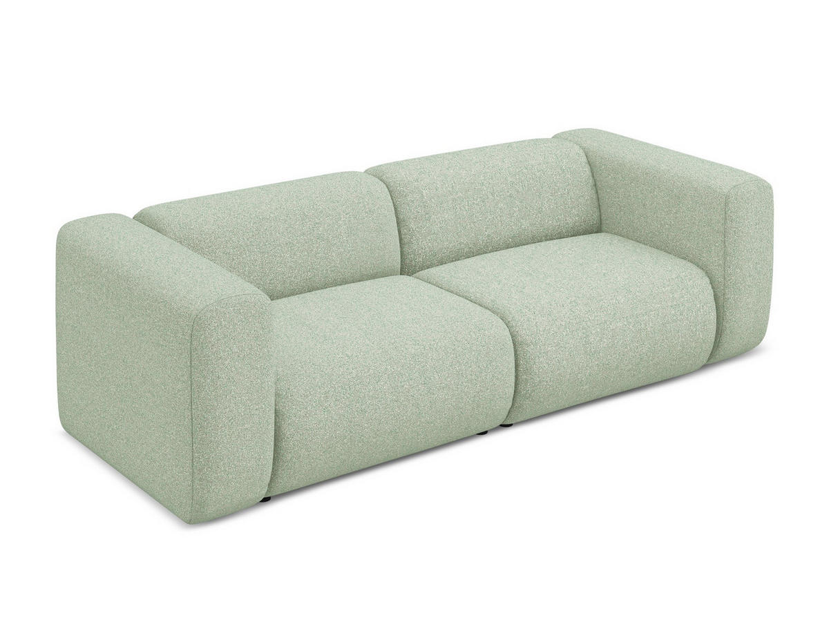 3-SITZER SOFA Strukturstoff Stoff Grün - Schwarz/Hellgrün, Kunststoff/Textil (228/70/89cm) - Makamii