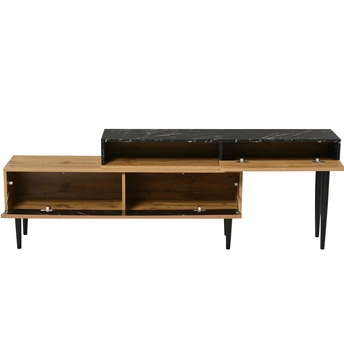 TV-LOWBOARD mit offenen Fächern und Eisenbeinen – MDF in Naturholzoptik - Naturfarben, Holzwerkstoff (240/58/22cm) - BEAOK