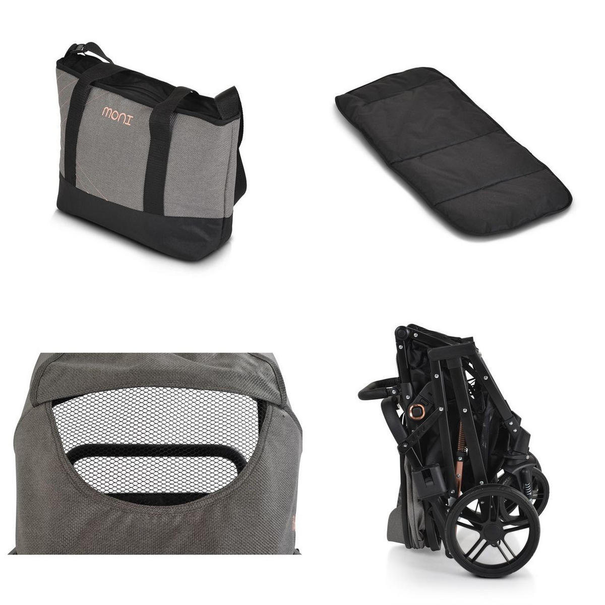 KINDERWAGEN Rafaello 2 in 1 grau mbaubar, Sportsitz, Fußabdeckung, Tasche - Grau, Metall (96/59/109cm) - Moni