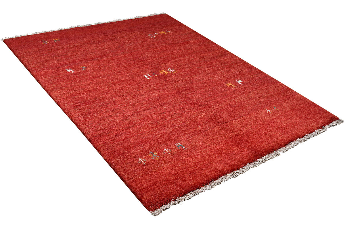 TEPPICH Gabbeh Rot 193/150 cm Schurwolle - Rot, Textil (150/193cm) - Looma