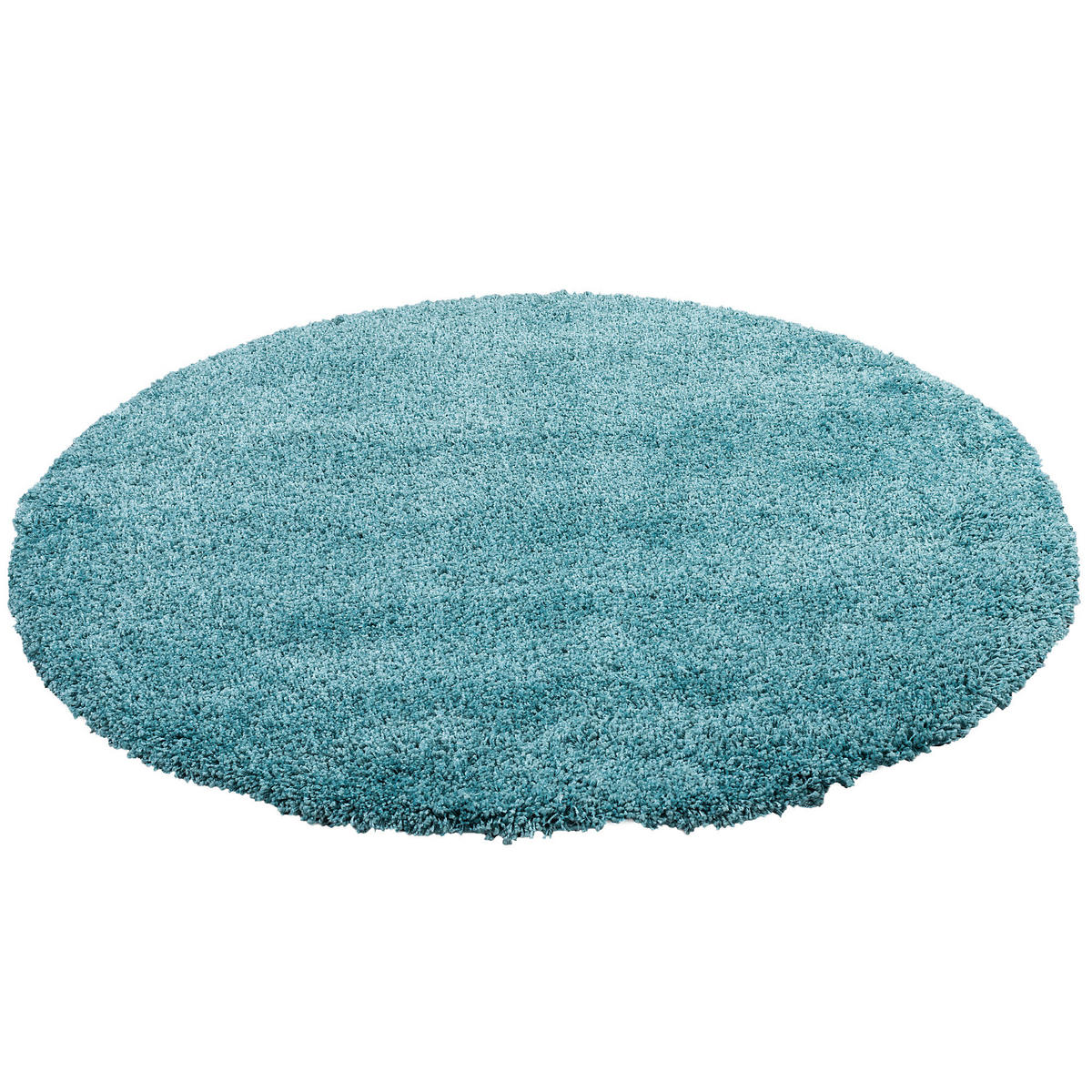 HOCHFLOR LANGFLOR SHAGGY TEPPICH LUXURY RUND - Türkis, Textil (80/80cm) - Pergamon