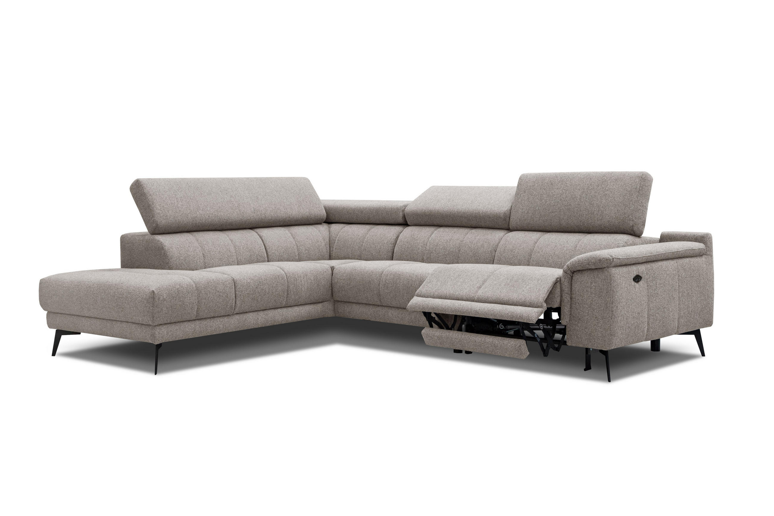 ECKSOFA FIERO 5-Sitzer mit 1 Relaxfunktion, taupe - Taupe, Holzwerkstoff/Textil (228/290cm) - Courtois Laville