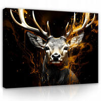 LEINWANDBILD Abstrakt Hirsche 60x40 - Multicolor, Holzwerkstoff (60/40cm) - Wallarena