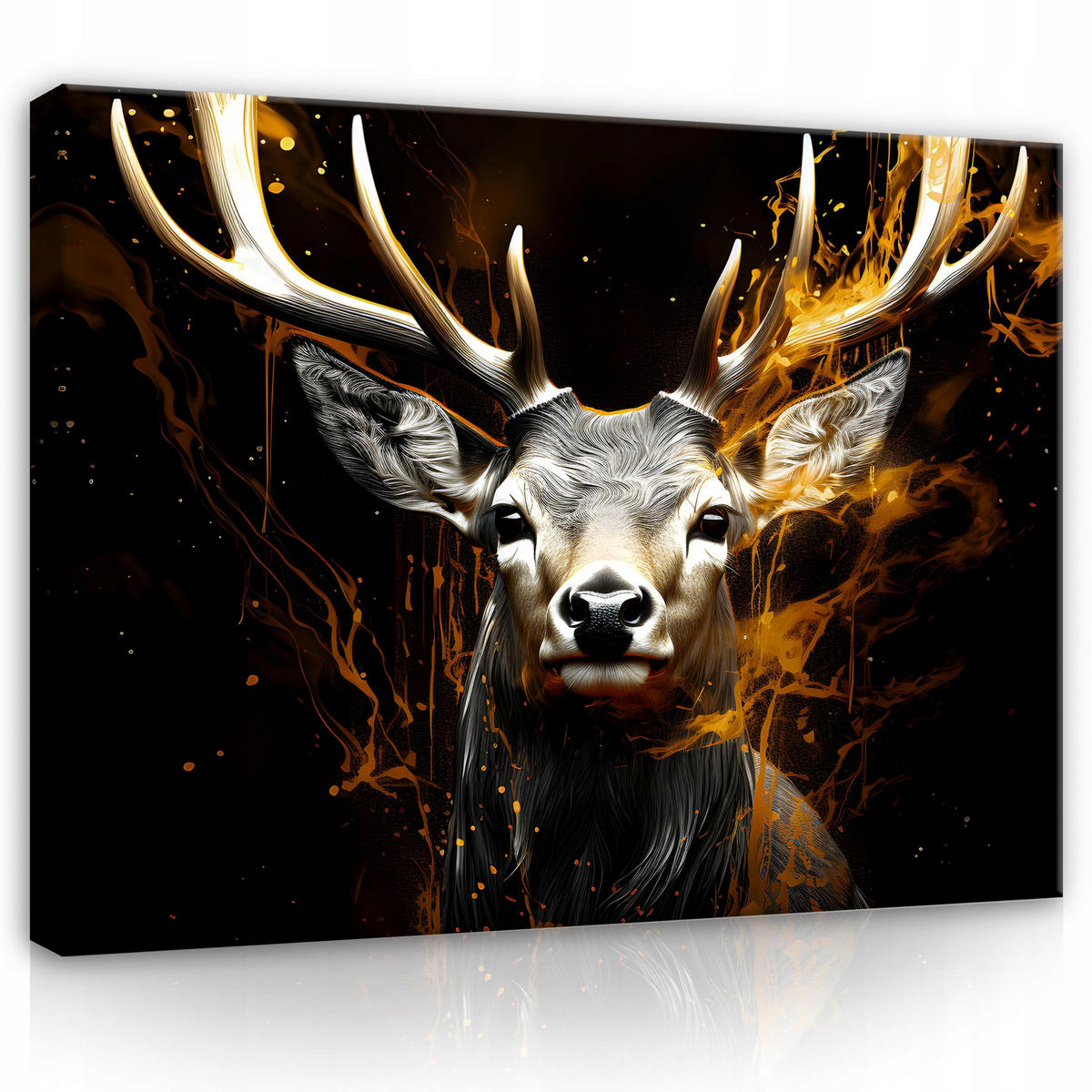 LEINWANDBILD Abstrakt Hirsche 60x40 - Multicolor, Holzwerkstoff (60/40cm) - Wallarena