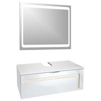 WASCHBECKENUNTERSCHRANK Aloha Absetzungen in Creme Hochglanz - Creme, Holzwerkstoff (96/36/51cm) - Vladon