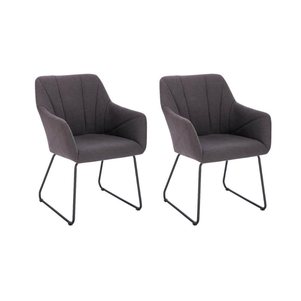 ESSZIMMERSTUHL mit Armlehne Webstoff PAKU – 2er Set Anthrazit - Anthrazit, Textil/Metall (59/84/64cm) - Home Deluxe