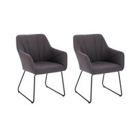 ESSZIMMERSTUHL mit Armlehne Webstoff PAKU – 2er Set Anthrazit - Anthrazit, Textil/Metall (59/84/64cm) - Home Deluxe