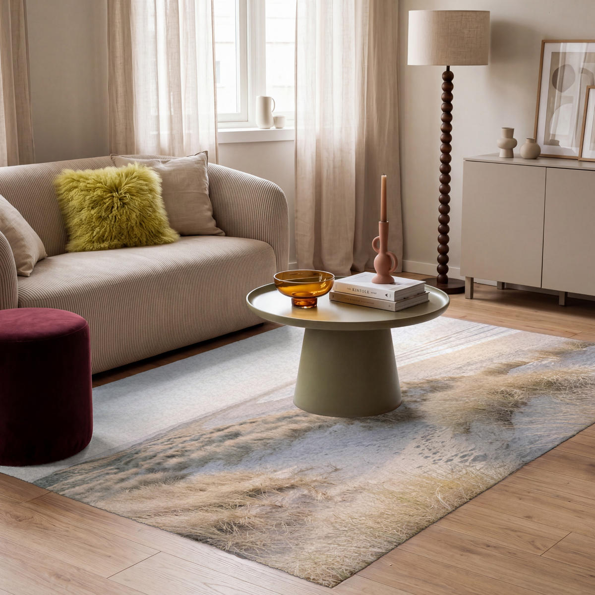 KOBERCE - Duny - Pláž - Béžová - 180x120 cm - piesková, textil/plast (180/0.4cm) - OnlyWow
