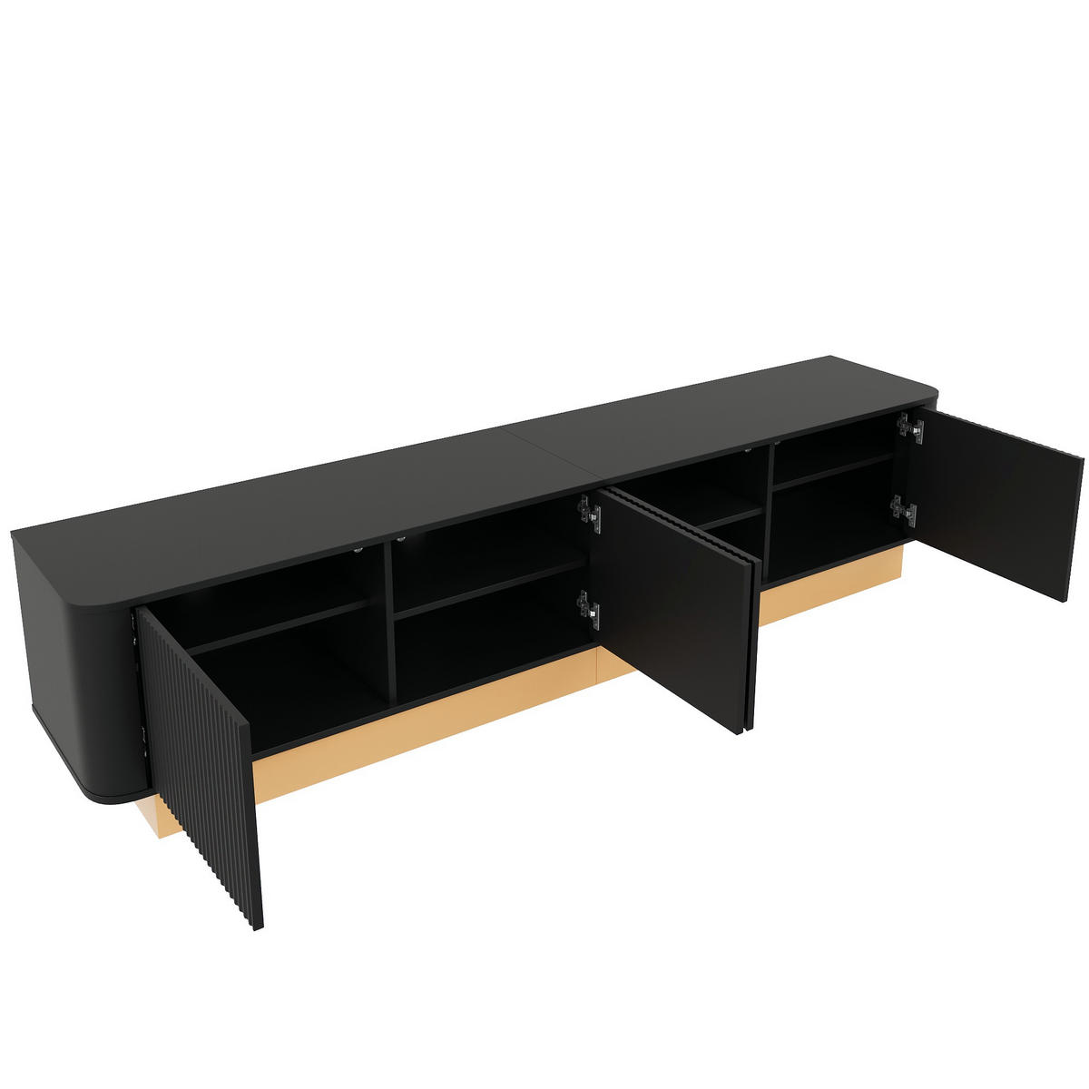 LOWBOARD DE-40183 mit höhenverstellbaren Fächern Schwarz - Schwarz, Holzwerkstoff (200/47.5/40cm) - ComfortXL