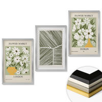 WANDBILDER 3er Set - 40x60 cm Silberner Rahmen - Blumenmuster London Dublin - Silberfarben, Kunststoff (40/60cm) - ArtPrintCave
