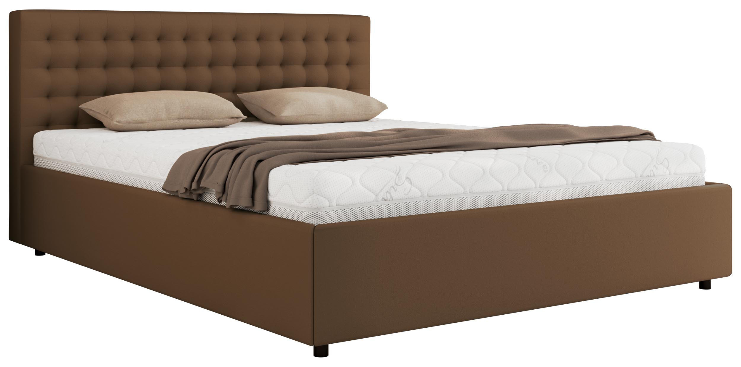 POLSTERBETT PAVO CLASSIC 200/200 - Braun Kunstleder - Multipocket-Matratze - Braun, Textil (200/200cm) - MKS