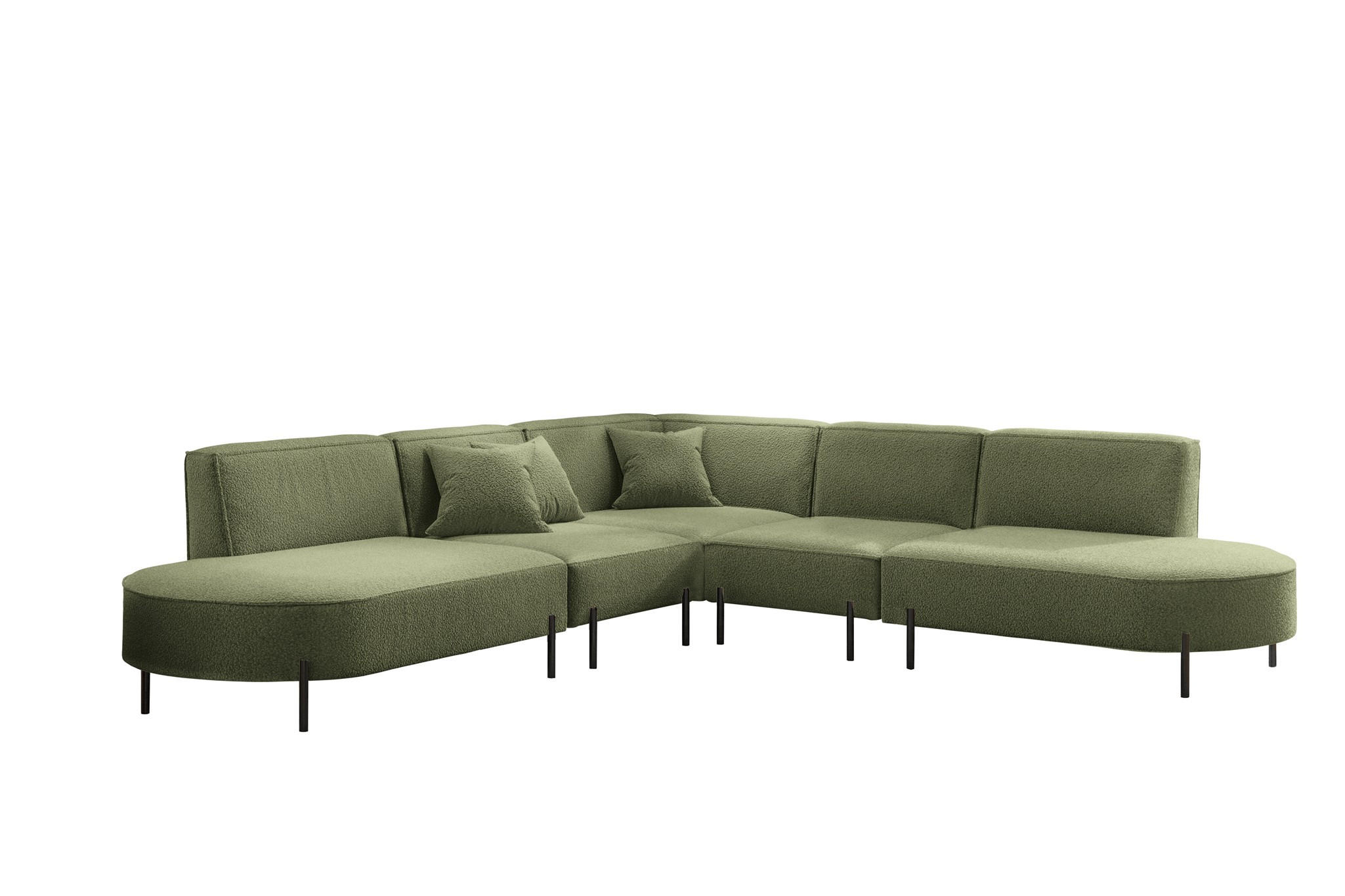 ECKSOFA Valencia - Hellgrün, Holzwerkstoff/Textil (303/303cm) - Fun Möbel