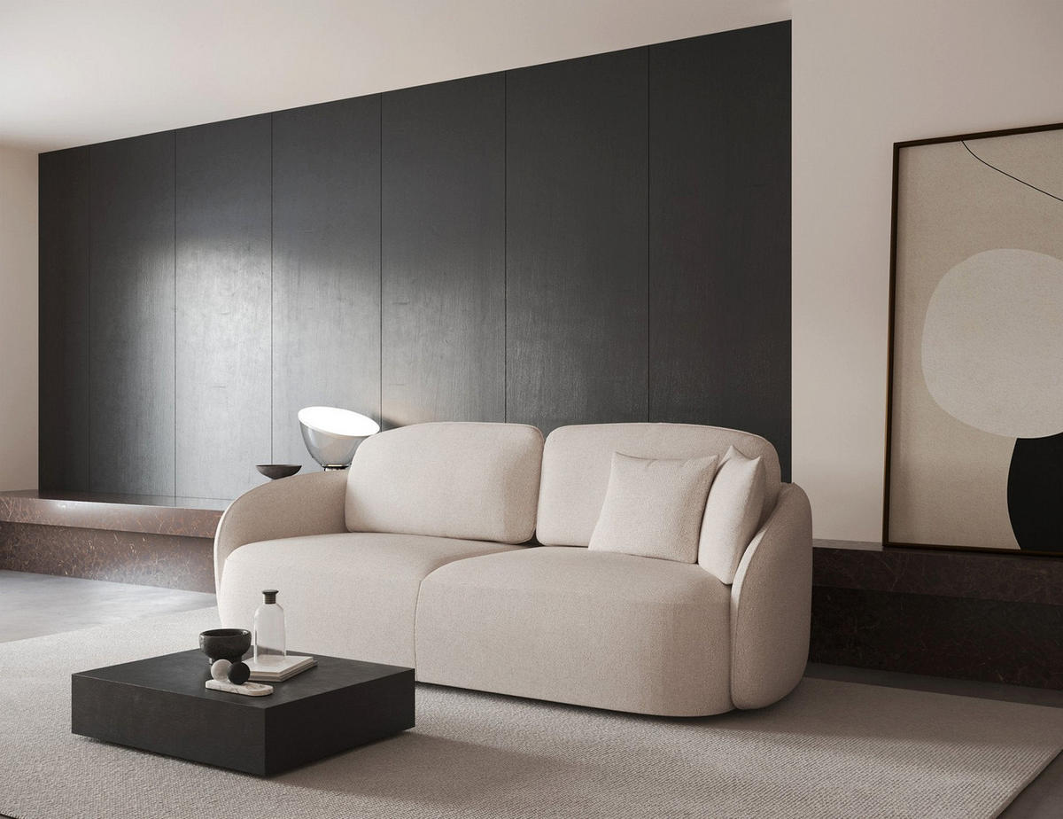 3-SITZER-SOFA Savoy Cremeweiß mit Schlaffunktion - Creme/Schwarz, Kunststoff/Textil (254/96/105cm) - Selsey
