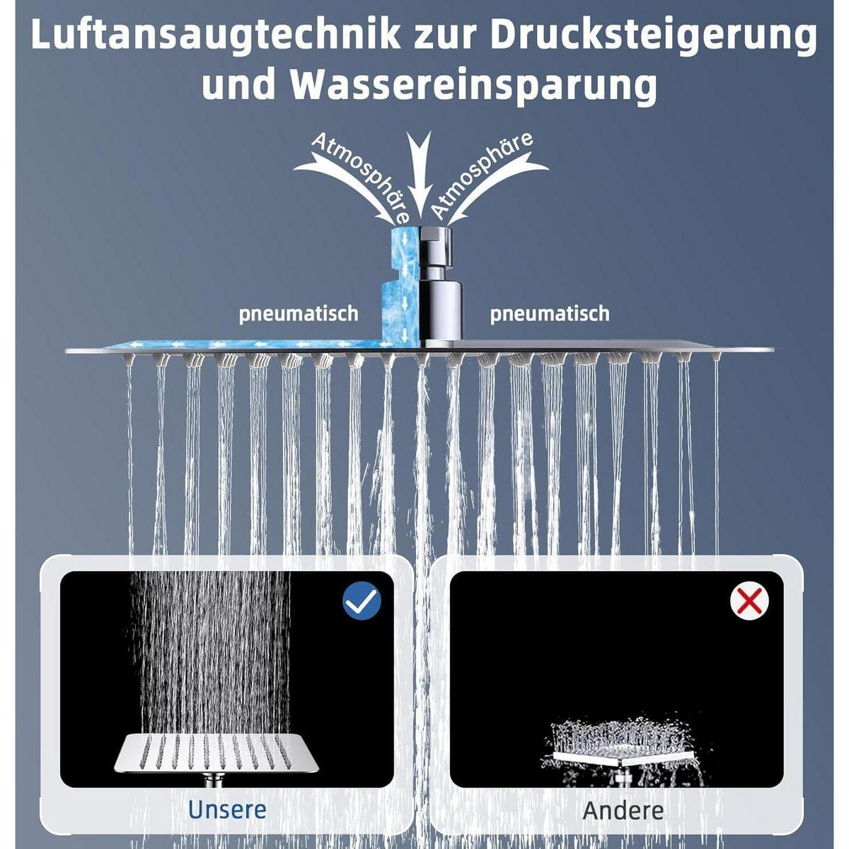 DUSCHKOPF Regendusche Edelstahl 25 x 25 cm Chrom - Silberfarben, Metall (25/12.7/25cm)