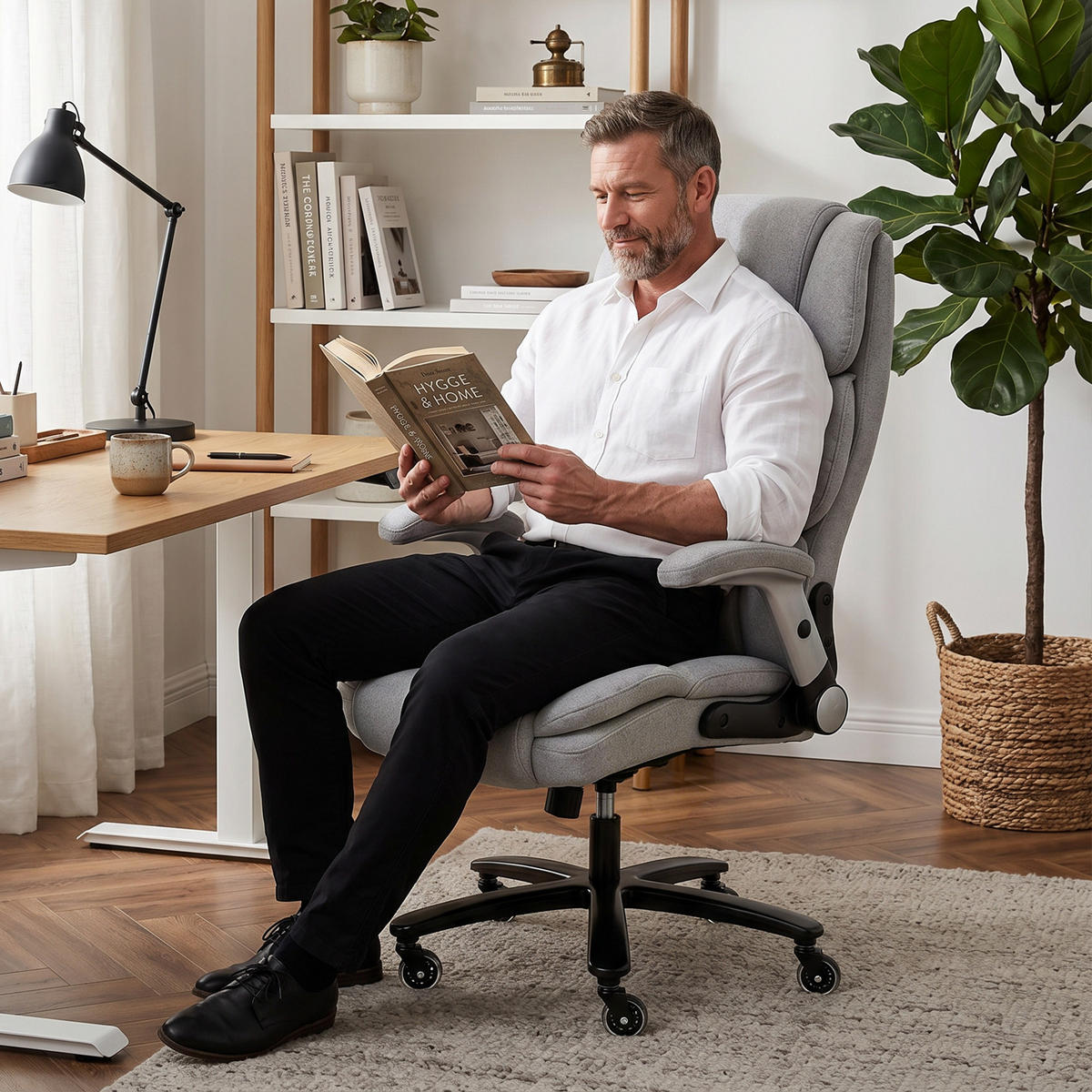 BÜROSTUHL Hellgrau Schneeflanell (70% Baumwolle, 30% Polyester) 82xx70x122 xm - Hellgrau, Kunststoff (70/122/82cm) - DESIGN IN