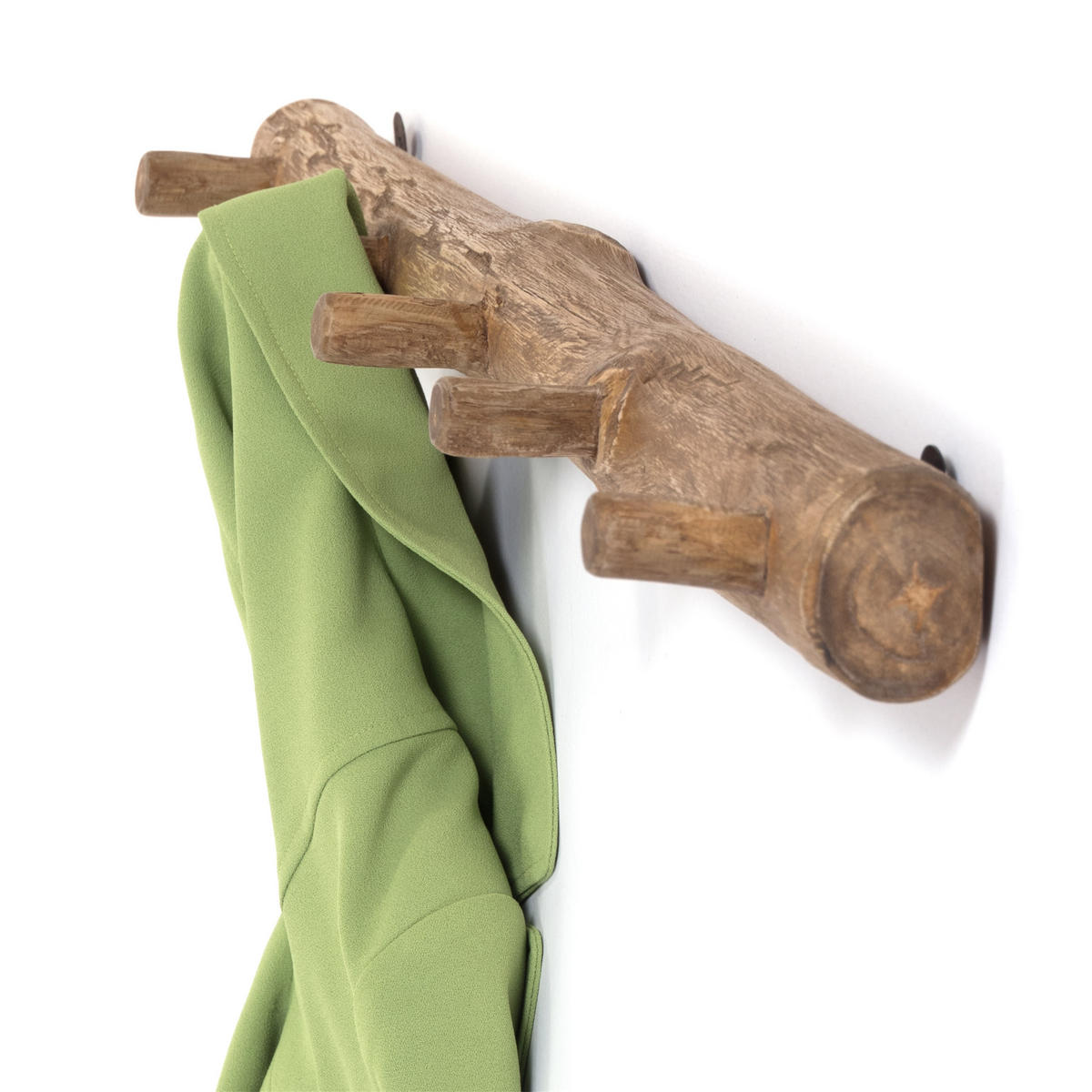 GARDEROBENLEISTE Lyra 80 Teak Massivholz, 5 Haken naturfarben - Naturfarben, Holz (80/6/5cm) - DESIGN DELIGHTS