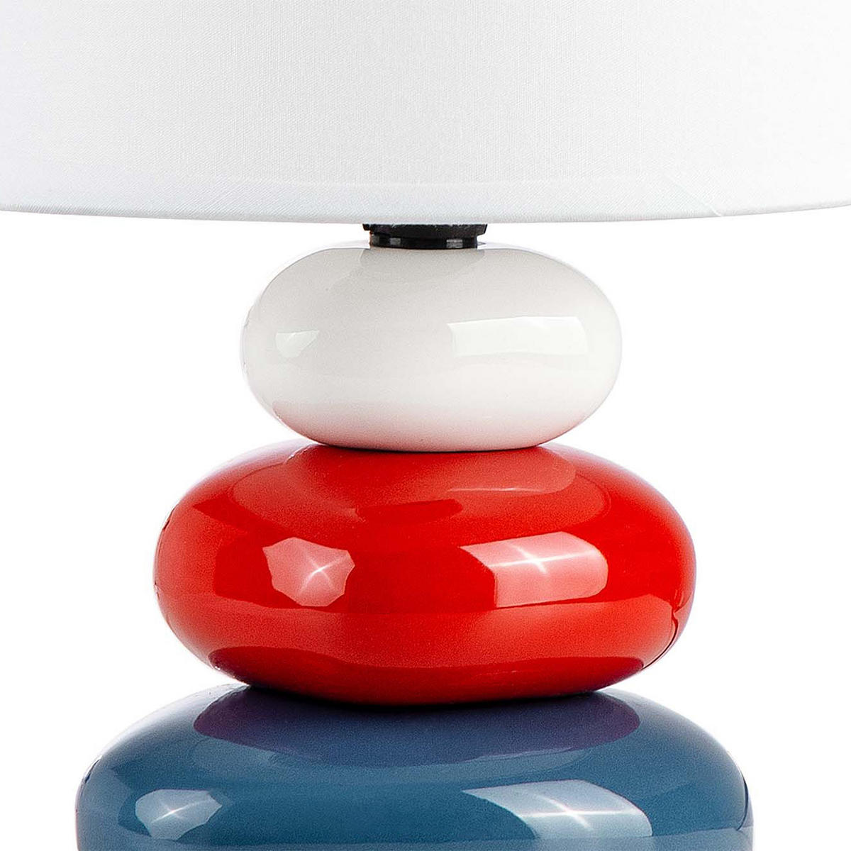 TISCHLEUCHTE SALU Tischlampe, 2-er Set, Marineblau, Rot, Weiß - Multicolor, Keramik/Textil (18/18/24cm) - KONSIMO®