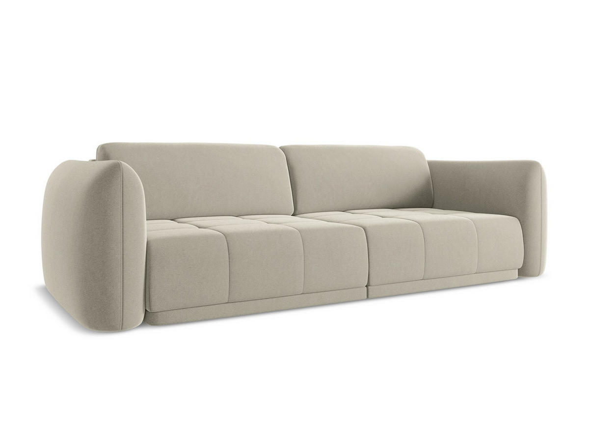 4-SITZER-SOFA Samt Stoff Creme - Perlmutt/Creme, Kunststoff/Textil (250/74/105cm) - Makamii
