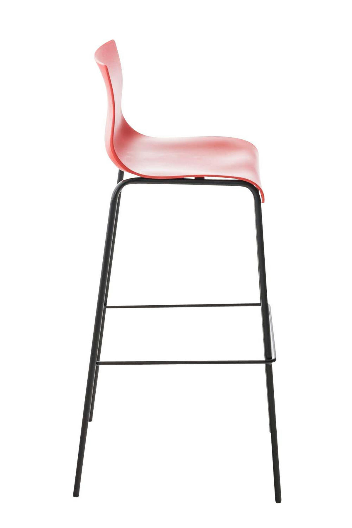 BARHOCKER 2er Set Kunststoff rot - Rot/Schwarz, Kunststoff/Metall (43/100/48cm) - CLP