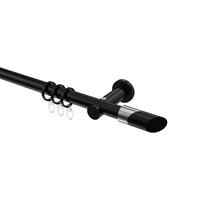 GARDINENSTANGEN-SET Platon Verano 120 cm, 1-läufig, 20 mm Ø Schwarz - Chromfarben/Schwarz, Metall (120cm) - INTERDECO