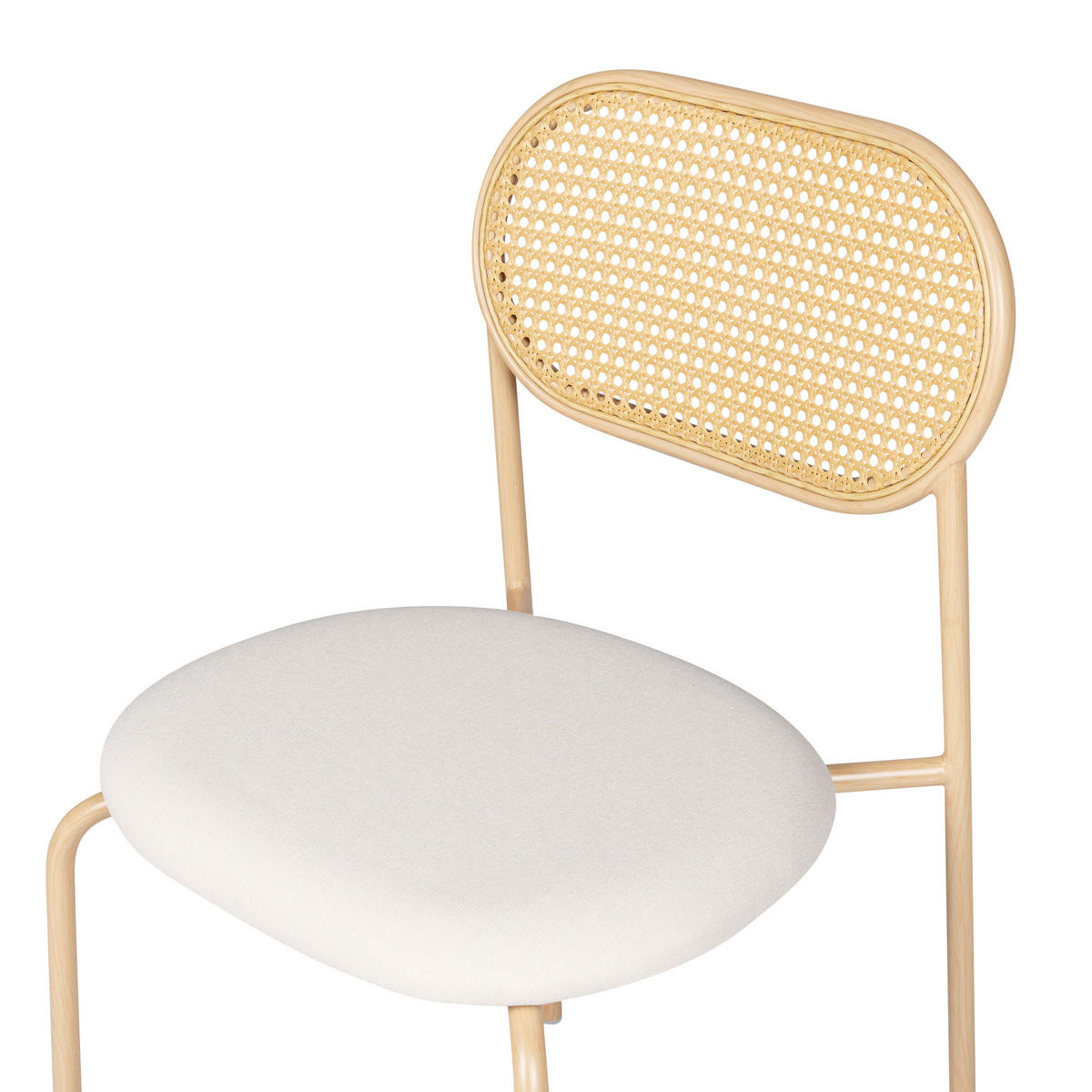 ESSZIMMERSTUHL 2er-Set Metall beige/heller Holzfarbton Adaver - Hellbraun/Beige, Metall (47/79/48cm) - Beliani