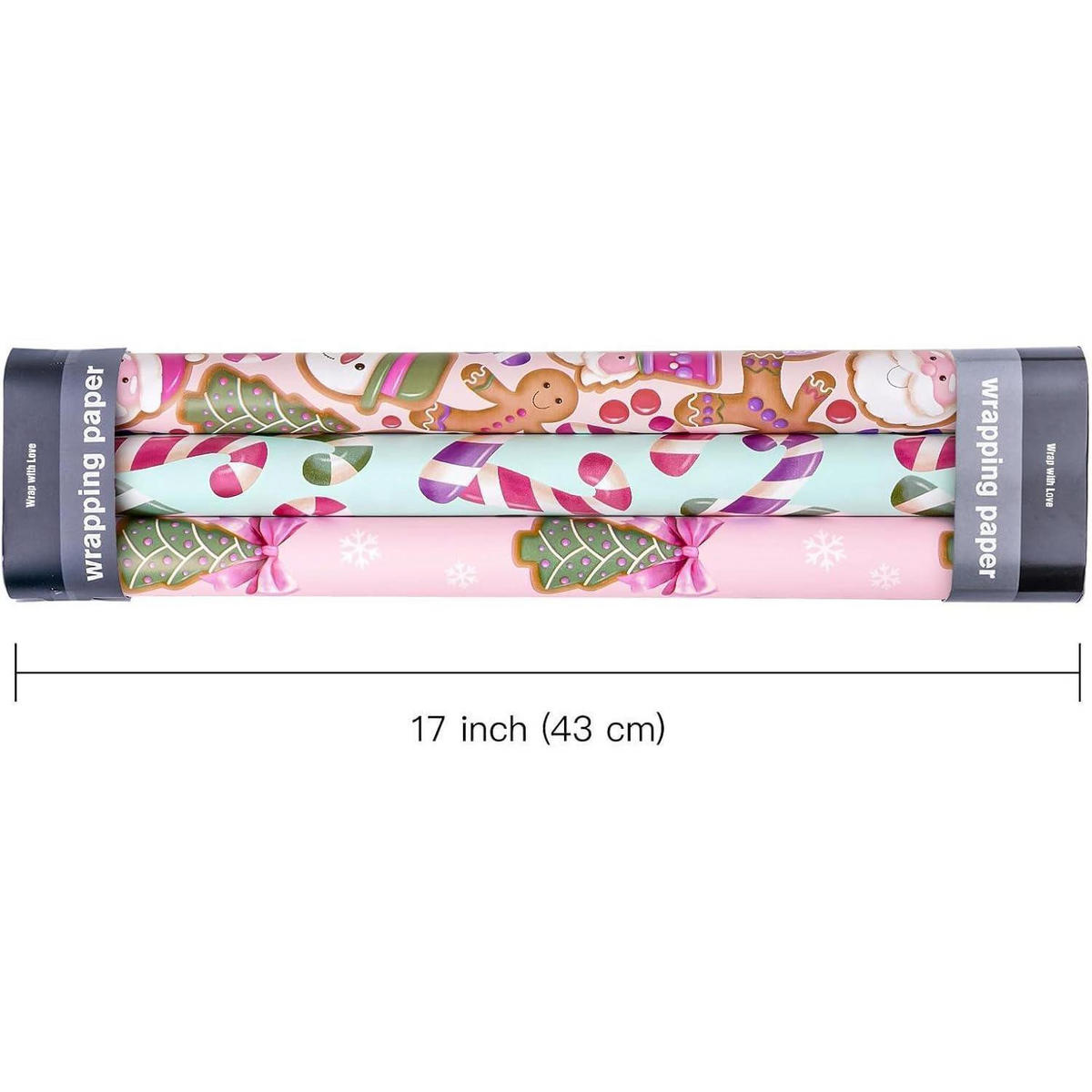GESCHENKPAPIERROLLE 3-teiliges Set Rosa-Blau 43,2 cm x 3,05 m - Multicolor, Papier (43.2/0.1/305cm)