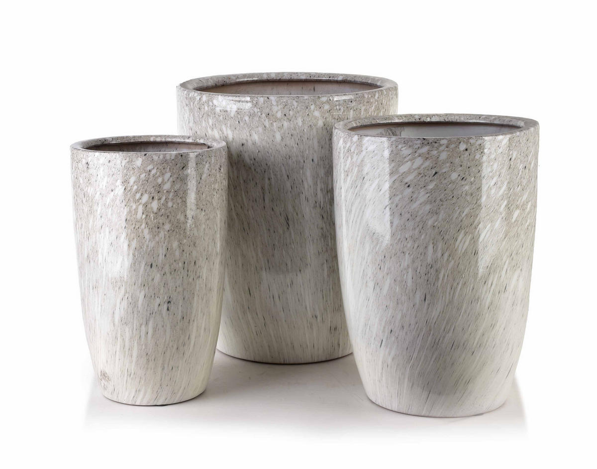 BLUMENTOPF Neva 3er Set Beige 37/37/45.5 cm Keramik - Beige, Keramik (37/45.5/37cm) - Mondex