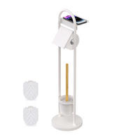 SET WC - bijela, metal/drvo (21.5/79/21.5cm) - Relaxdays