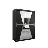 SCHWEBETÜRENSCHRANK 200/150/62 2-türig - Silberfarben/Schwarz, Holz/Kunststoff (150/200/62cm) - Abiks Möbel