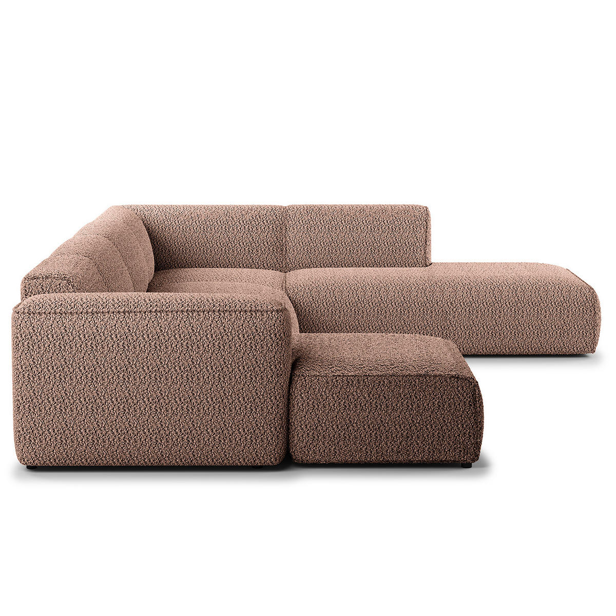 WOHNLANDSCHAFT mit Longchair - Mauve/Schwarz, Kunststoff/Textil (325/71/235cm) - home24