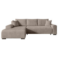 ECKSOFA Nelly mit Bettkasten und Schlaffunktion, Cordstoff in L-Form - Beige, Textil (270/185cm)
