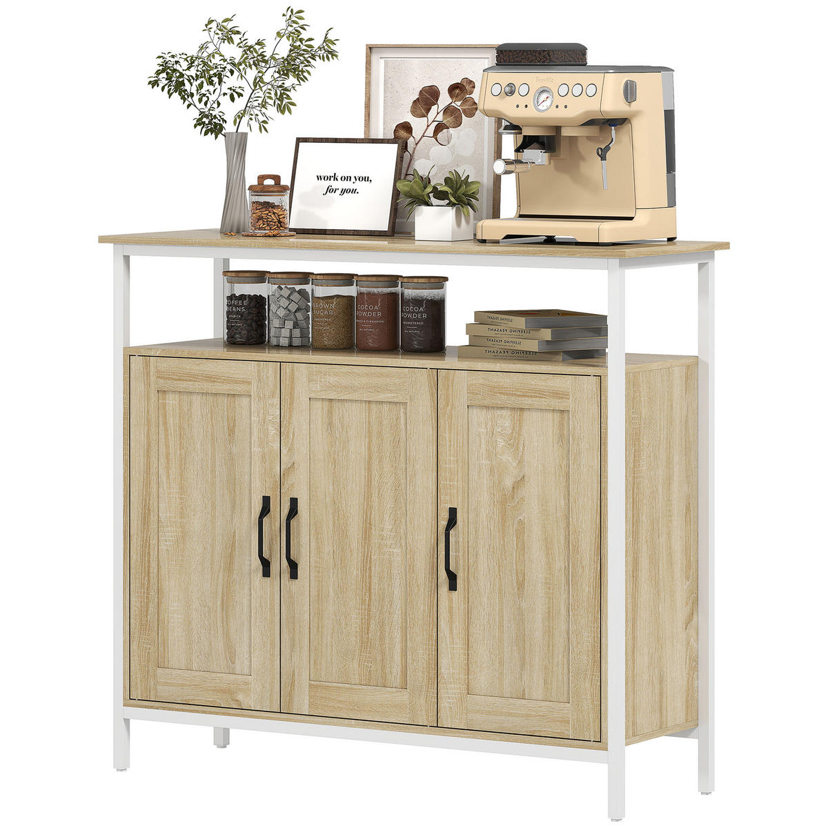 SIDEBOARD DE-11207 3 Türen Naturholz - Naturfarben, Holzwerkstoff (100/88/35cm) - ComfortXL