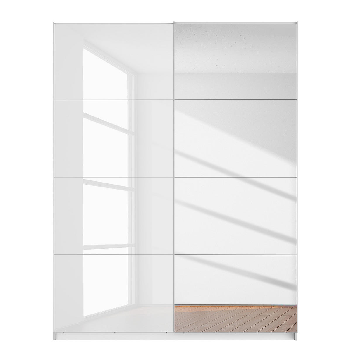 SCHWEBETÜRENSCHRANK - Weiß Hochglanz, Glas/Holzwerkstoff (181/236/68cm) - home24