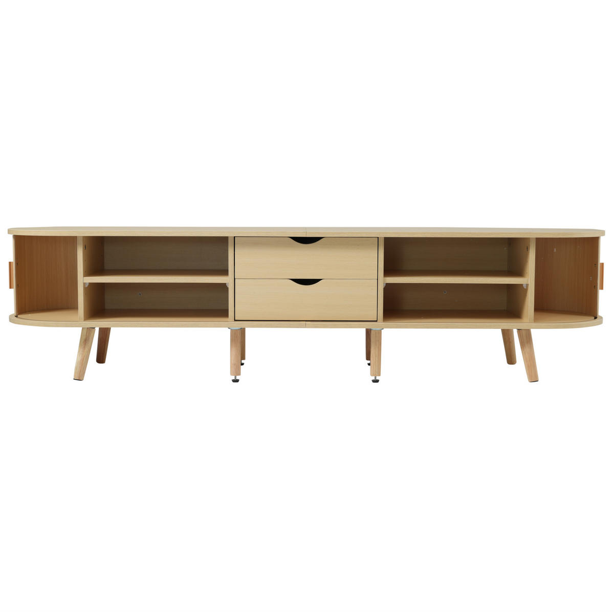 NÍZKÁ komoda z MDF, 175/40/42 cm, dekor světlý ořech, se 2 zásuvkami a posuvnými dvířky - barva starého dubu, kompozitní dřevo (175/42/40cm) - BEAOK