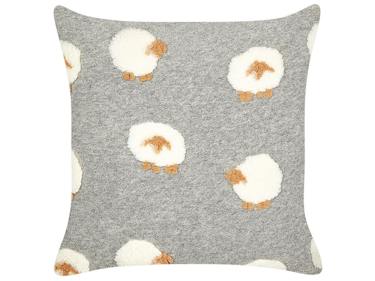 DEKOKISSEN 2er-Set Grau 45/45 cm Einadia - Weiß/Grau, Textil (45/45cm) - Beliani