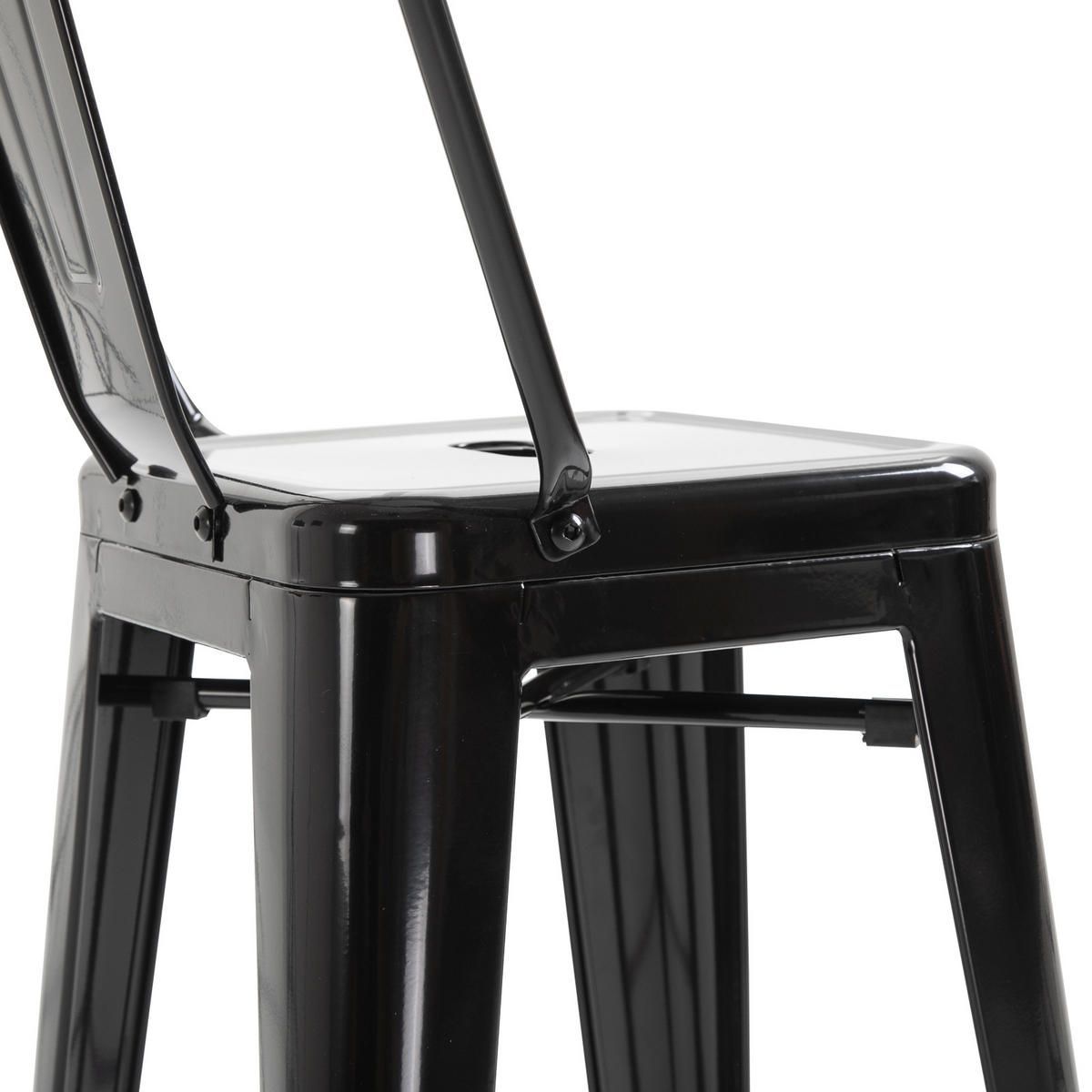 BARHOCKER 4er-Set DE-14681 mit Rückenlehne & Fußstütze Schwarz - Schwarz, Metall (49/116/44cm) - ComfortXL