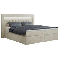 BOXBETT GOLD-6 LED 160/200 Beige Velvet - H4 - Beige, Holz/Textil (160/200cm) - MKS