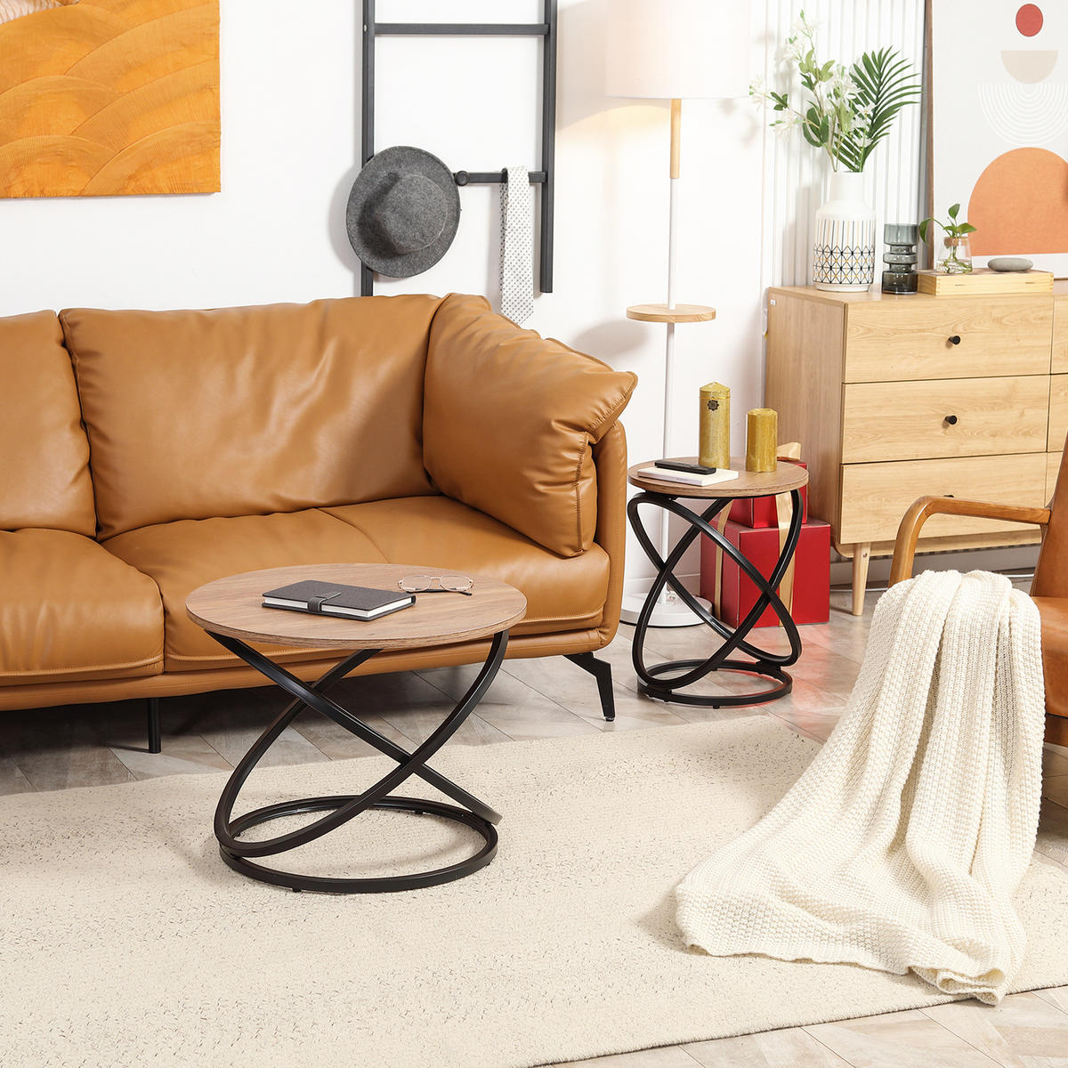 COUCHTISCH DE-15745 rund Holz - Braun, Holzwerkstoff (60/60/46cm) - ComfortXL